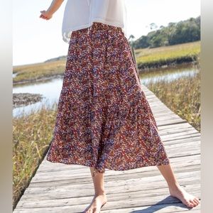 Natural Life bright floral midi skirt